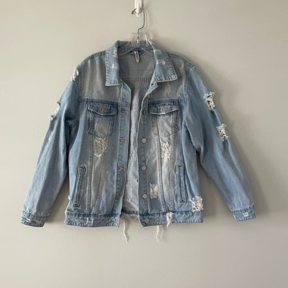 Fashion Tour Denim Jacket in Light/Medium Wash American Bazi - Picture 3 of 13